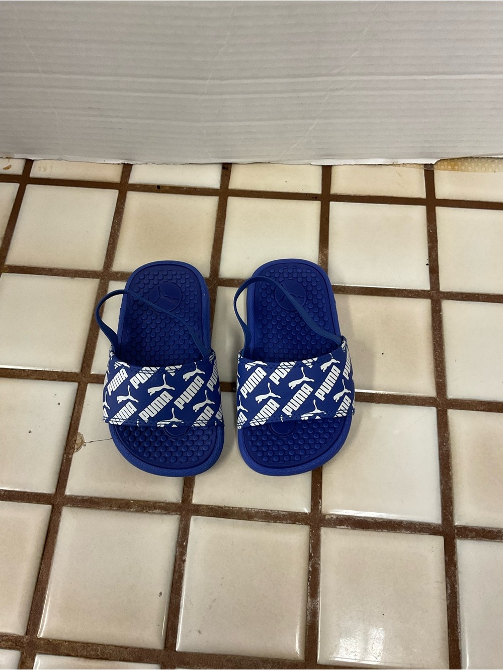 Puma Blue Kids' Logo Slide Sandals with Heel Strap